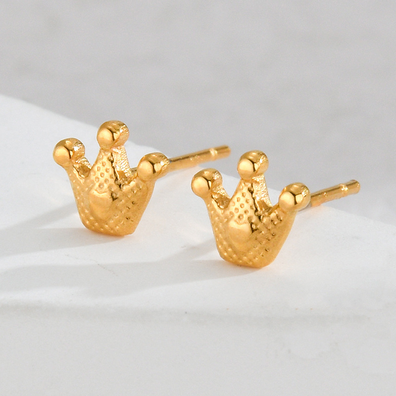 Women's Gender 1 Pair Casual Simple Style Streetwear Heart Shape Crown Plating 304 Stainless Steel Ear Studs