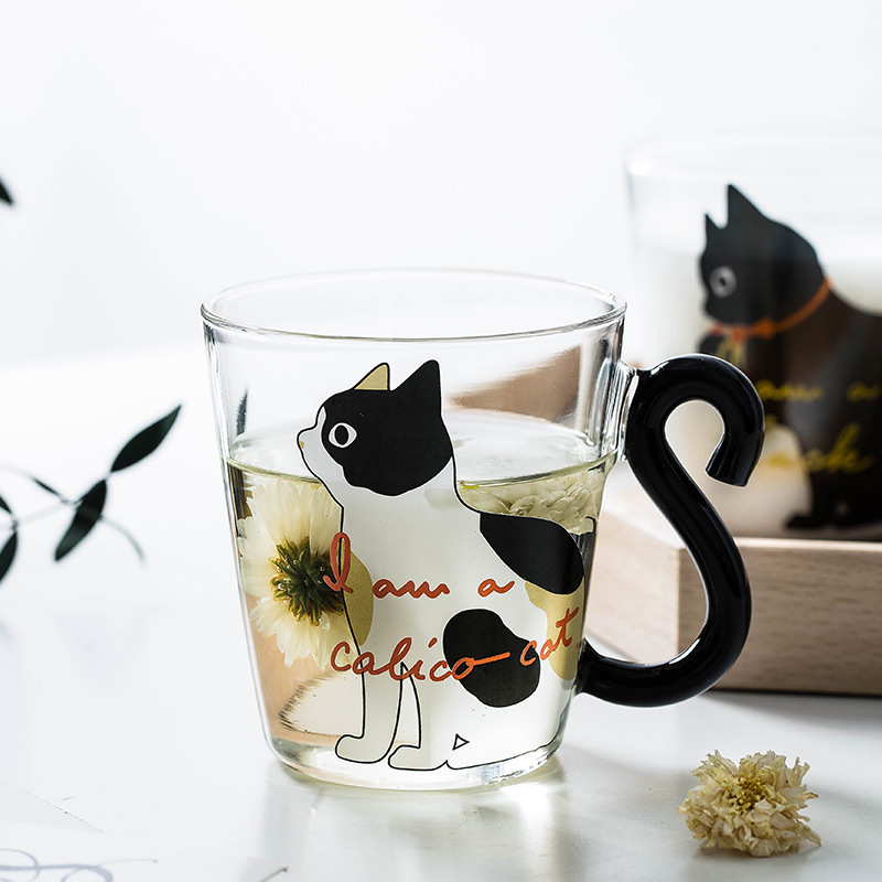 Japanese ins Style Cute Cat Heat-Resistant Glass Household Coffee Breakfast Milk Cup Tea Cup Cat Paw Cup
