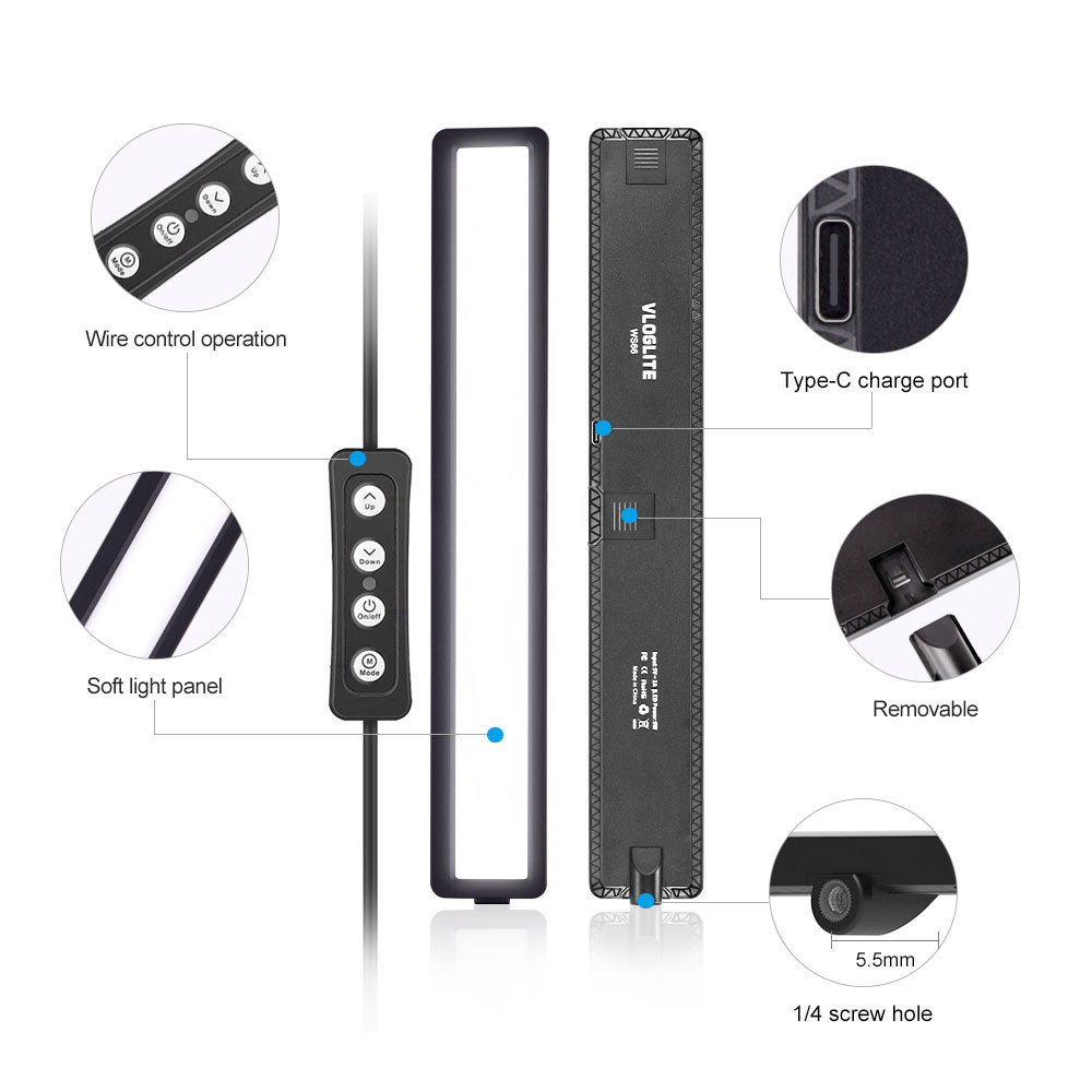 Wanxin e-commerce dedicado a WS66 Temperatura de tres colores portátil pantalla LED protección de los ojos Luz de relleno en línea Luz de Conferencia