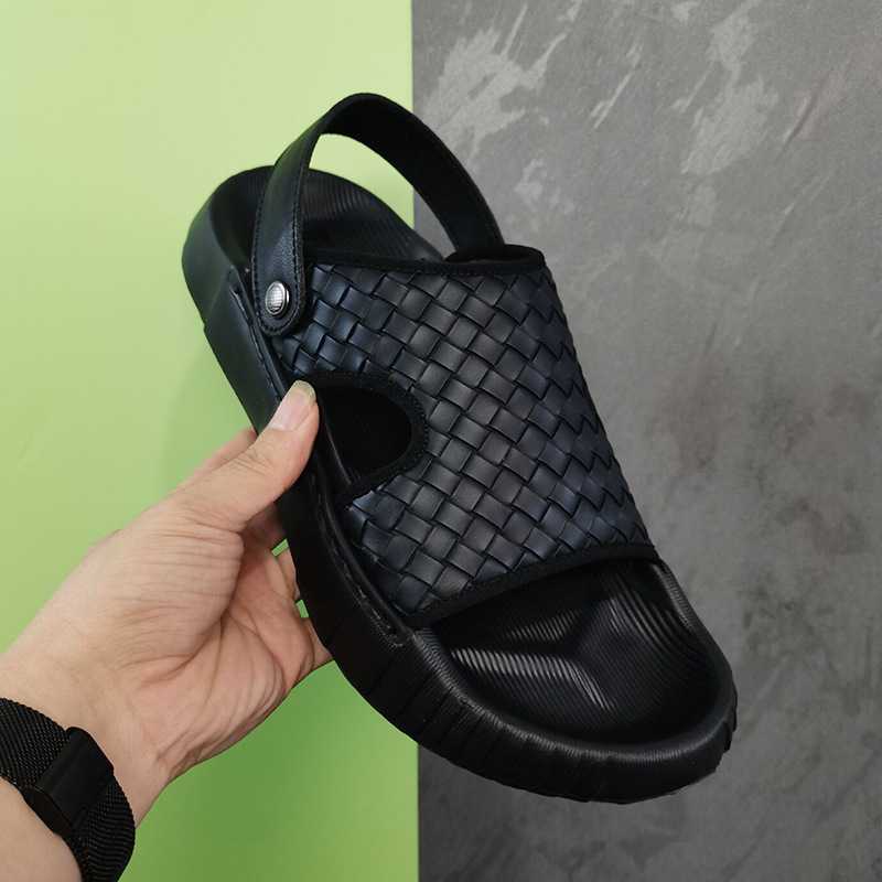 (2개) 2024 새로운 남성용 샌들 고무 폼 경량 두꺼운 단독 투웨어 꼰 스티치 비 슬립 비치 신발