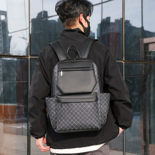 2024 New Large-Capacity Plaid Backpack Korean Style Men's Bag Casual Fashion Student School Bag Travel Backpack Trendy