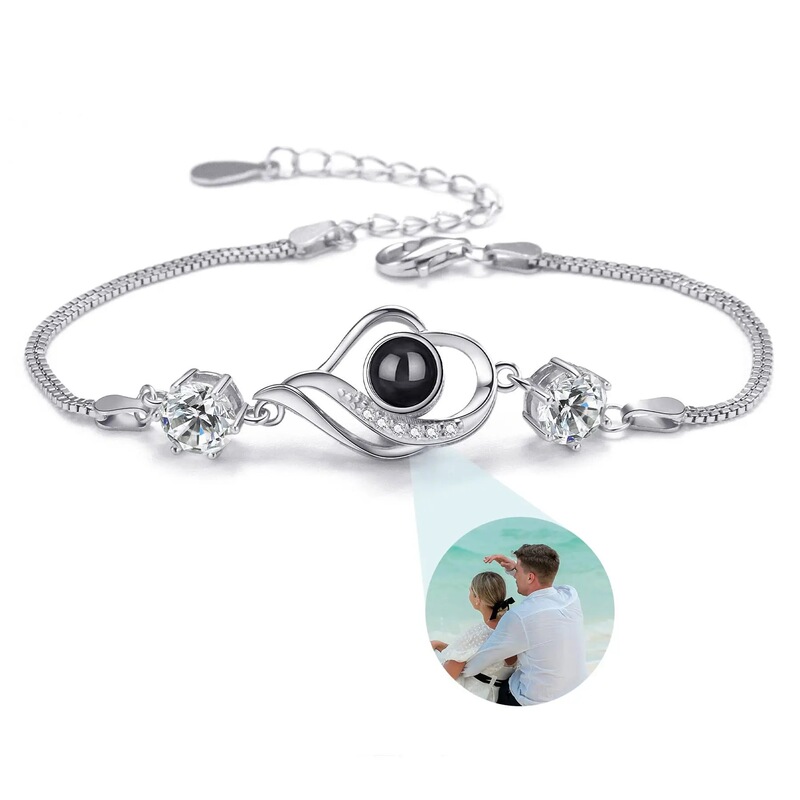925 Silver Clover Bracelet Love 100 Languages Love Memory Projection European and American Foreign Trade Mother's Day Gifts