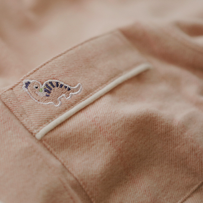 About 72-Couple Pajamas Women's Spring and Autumn Cotton Flannel Striped Home Clothes Men's Non-printed Cotton suit