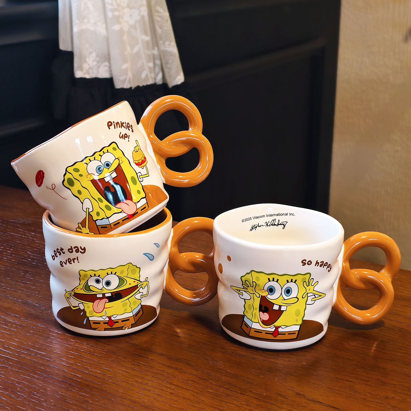 Auténtico SpongeBob cerámica marca taza doméstica 2025 nuevo trabajo de oficina de alto valor taza de café de oficina