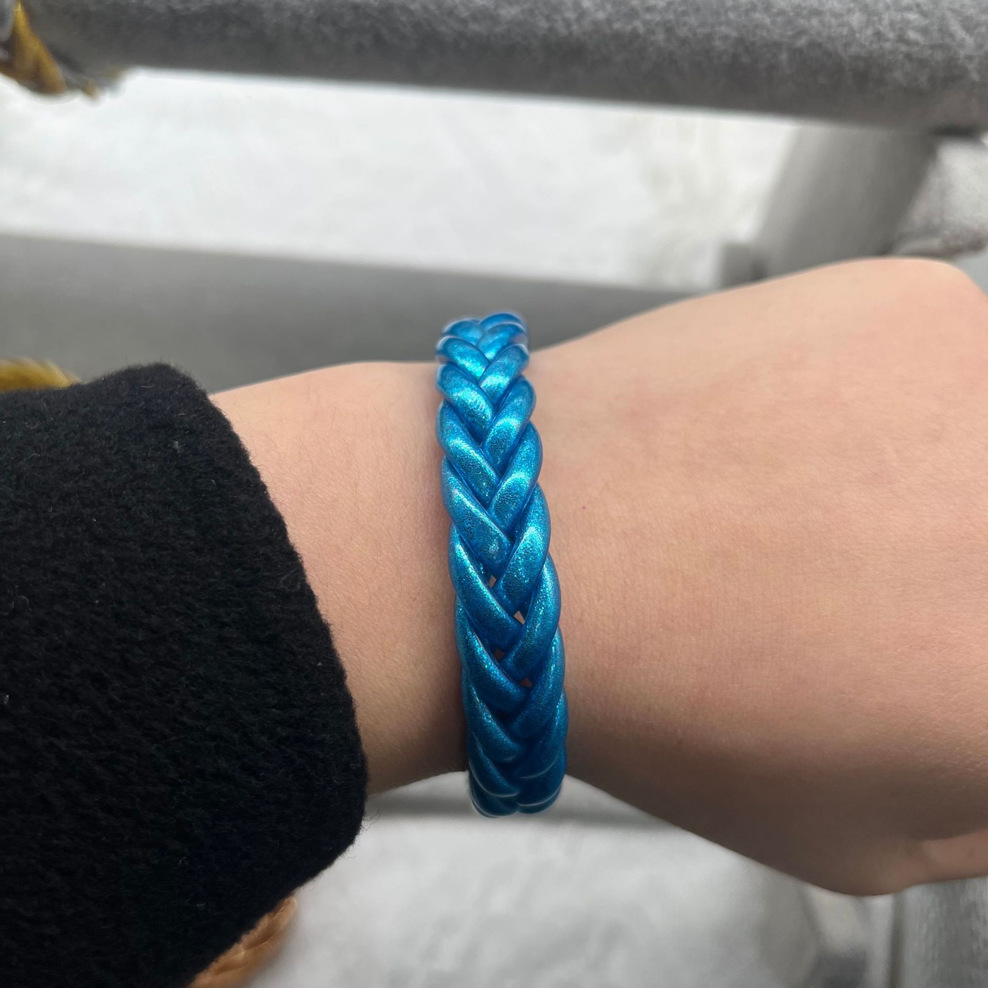 Unisex Gender Simple Style Solid Color Silica Gel Braid Unisex Wristband