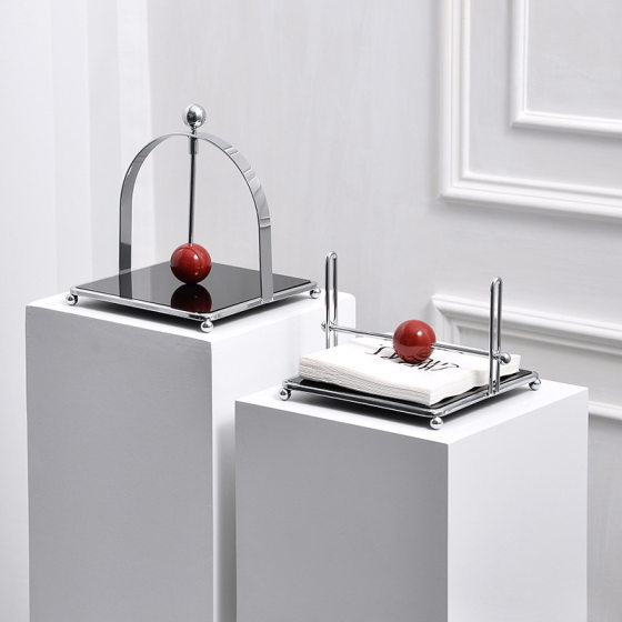 With ball light luxury Chinese ancient style silver tissue holder high-grade square napkin press paper holder restaurant hotel tissue holder