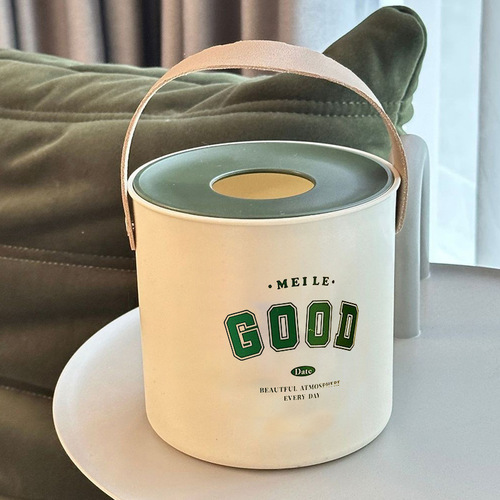 [Good things] Round tissue box for home living room round paper roll bathroom creative desktop paper drawer storage
