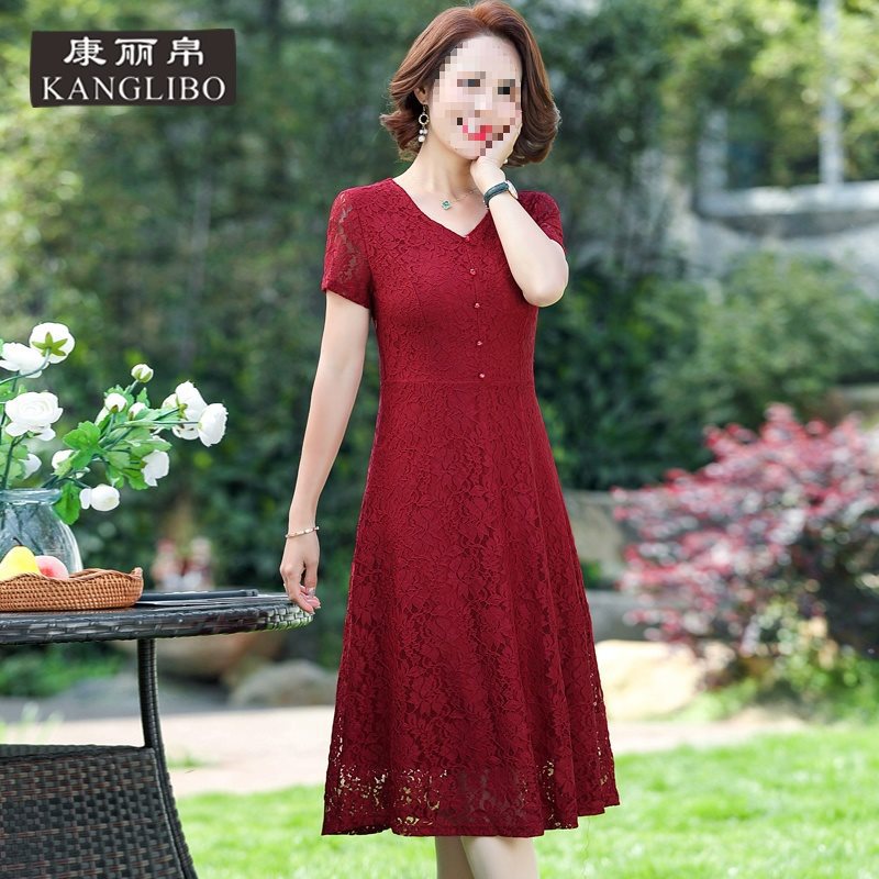 Red lace summer dress