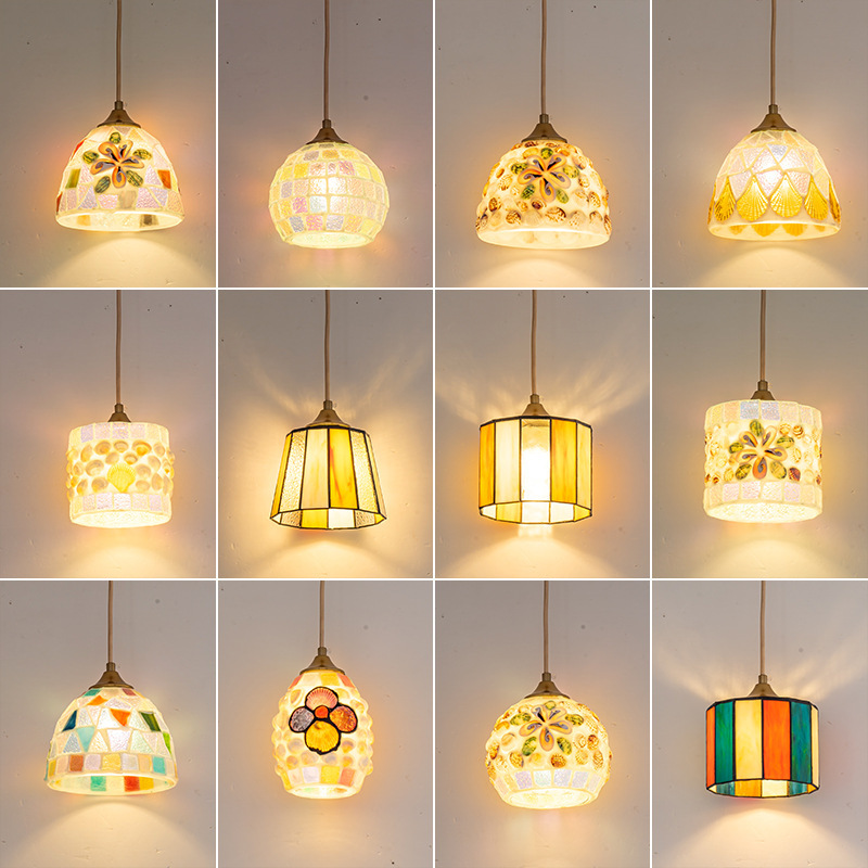 Japanese Pastoral Style Chandelier, Retro Bedroom Bedside Bar Counter Cream Style Shell Homestay Balcony French Small Chandelier