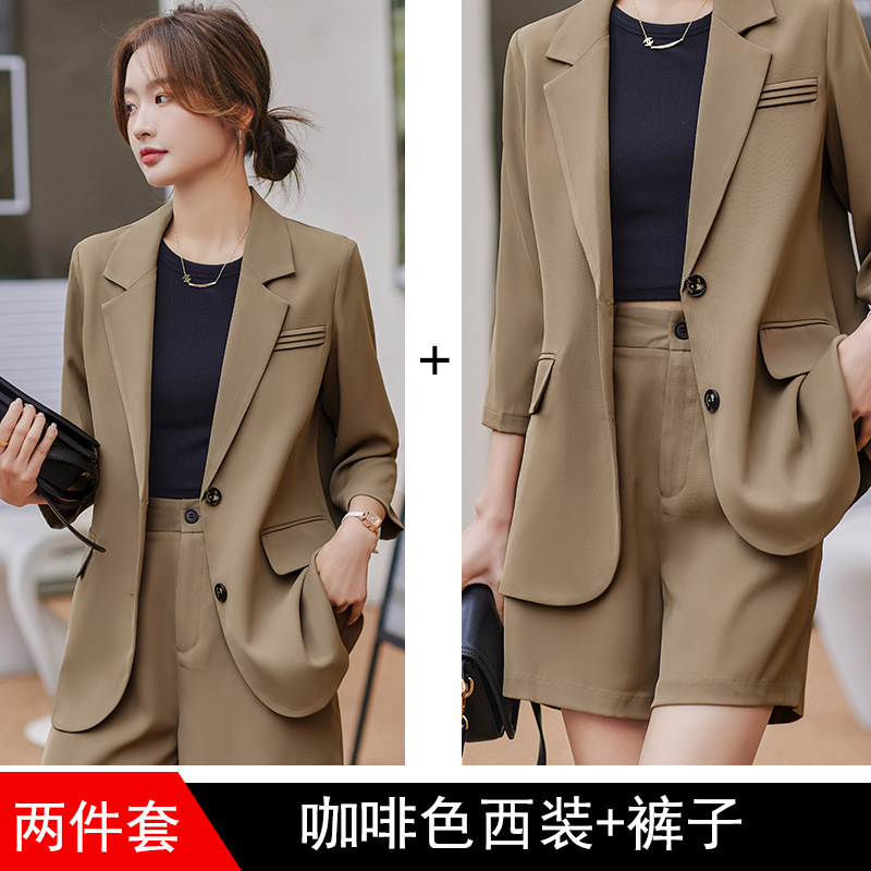 Coffee classic suit jacket, shorts