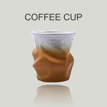 跨境异形陶瓷杯高温高品质咖啡杯渐变杯欧美喷墨创意杯手卷杯
