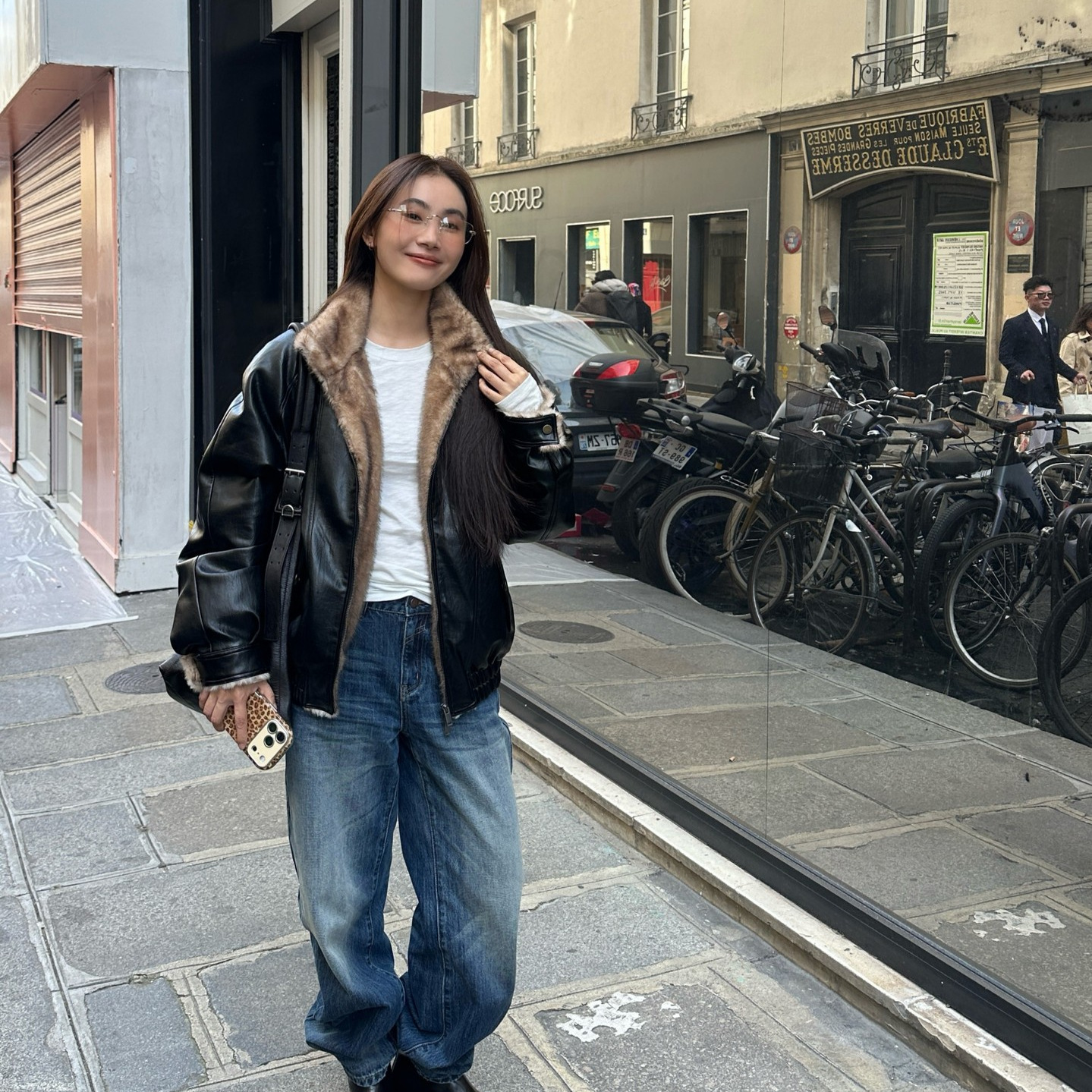 IN.choose u 笑笑家2025冬英伦气质通勤复古环保毛毛领皮衣羽绒服