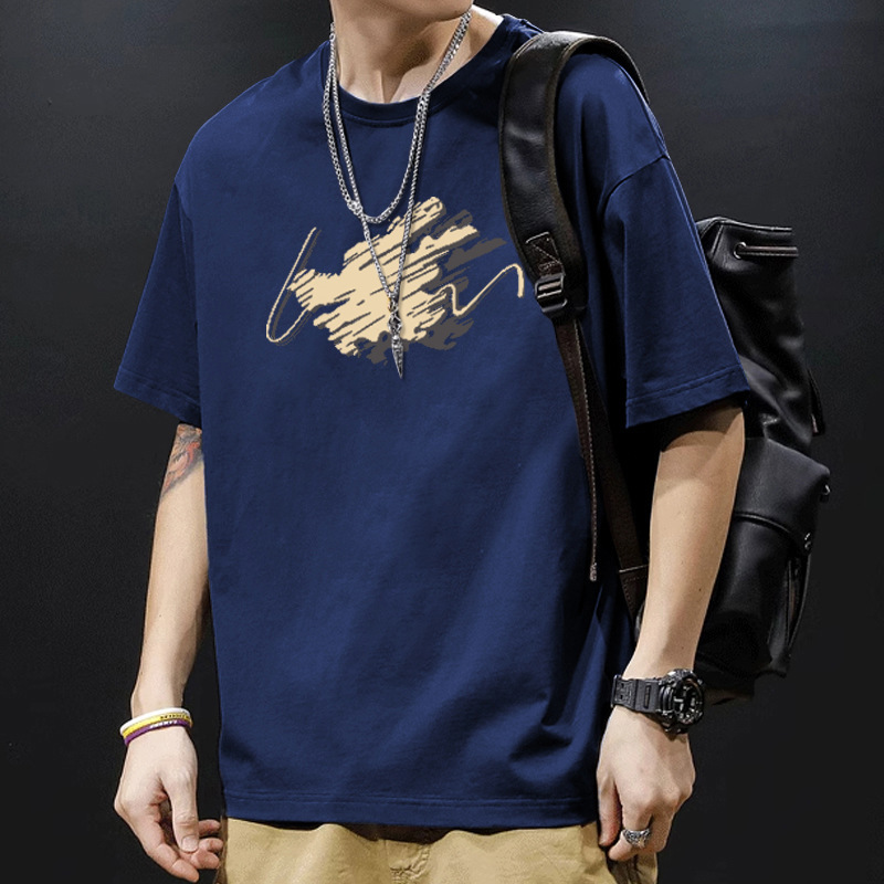 Heavy Cotton Short-sleeved T-shirt Men's Base Shirt White Inner Top Men's Half-sleeved T-shirt Round Neck Matching 2025