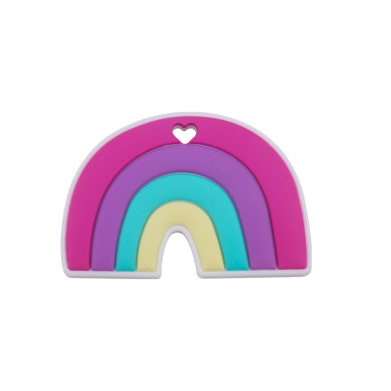 Bebé de dibujos animados de silicona Arco Iris teether stick juguete bebé entrenamiento dientes molienda juguete teether