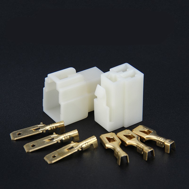 電線接頭 公母端子 6.3mm三孔對插 3P接插件 汽車電動摩托用插頭