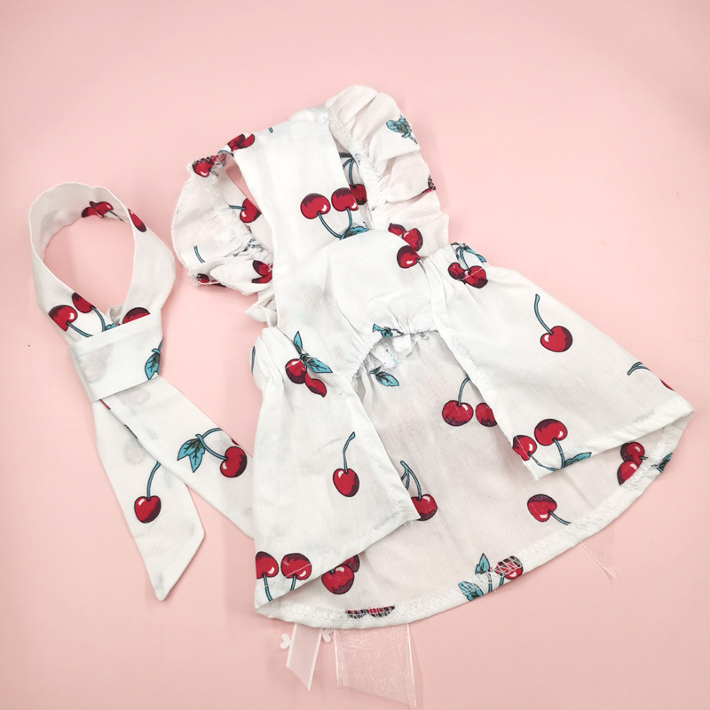 60g Weight Pet Clothing Type Of Pet Supplies 1 Piece Quantity Casual, Daily Occasion Cotton Material Peach, Cherry Pattern Summer Season Cute Style 1 Piece Summer Cute Cotton Peach Cherry Pet Clothing 5