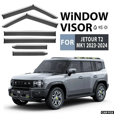 Rain shield — Eyebrow - standard-packaging-without-logo-6pcs-five-seater-version-jetour-t2jietu-t2-mk1-2023-with-bright-strips-rain-shield