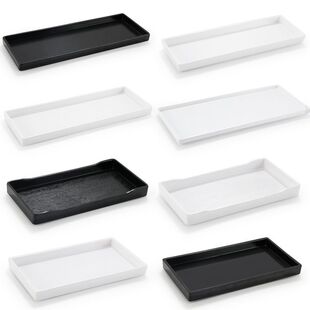 Laboratory Tray Melamine Shallow Plate Flat Plate Japanese Narrow Long Rectangular Sushi Barbecue Barbecue Plate Sales
