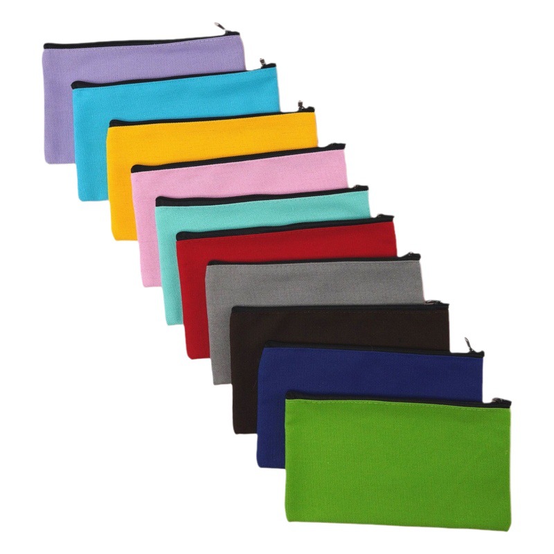 Color Canvas Pencil Bag DIY Blank Graffiti Hand-painted Bag Storage Zipper Cosmetic Bag Amazon Stationery Box
