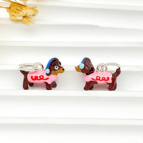 Diy three-dimensional alloy dripping oil cartoon sausage dog kurumi pendant beaded jewelry accessories beads exquisite accessories