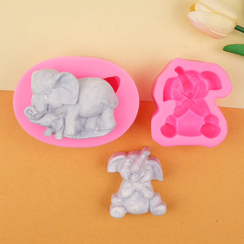 Elefante elefante, chocolate, fondant, decoración de pastel, molde de vela de yeso de aromaterapia de bricolaje, molde de silicona de goteo de jabón hecho a mano