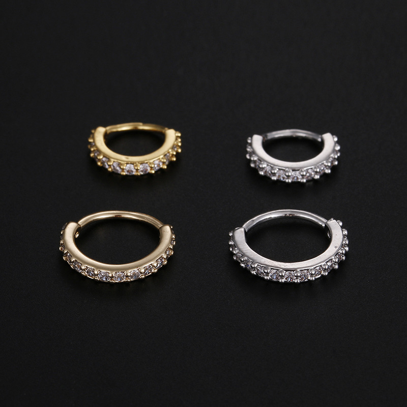 5g Weight Zircon Inlay Material Simple Style Circle Copper Inlay Zircon Nose Ring Nose Pin