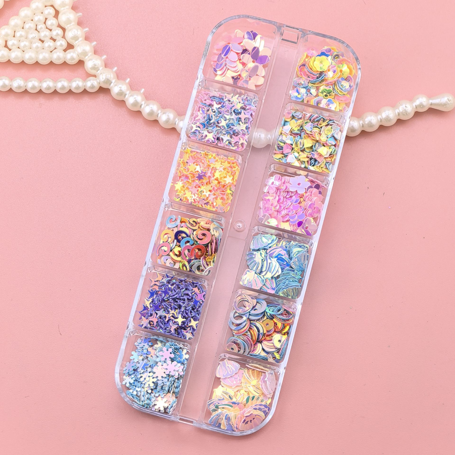 40g Weight Casual Elegant Lady Star Flower Sequin Nail Decoration Accessories