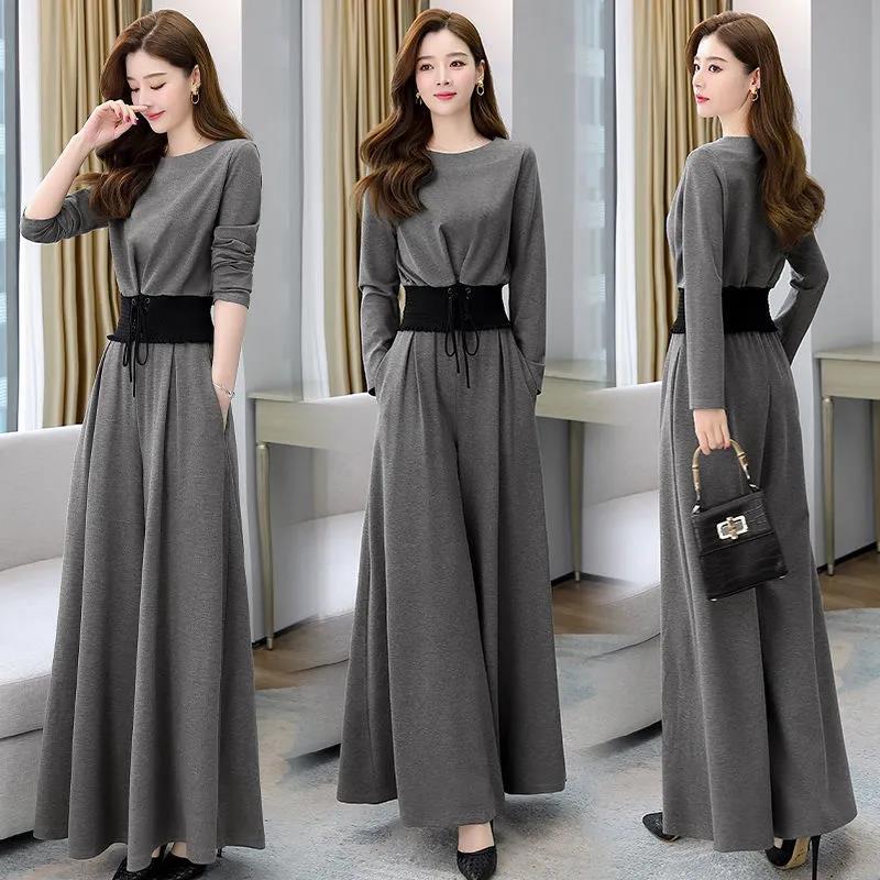 European Women's Fashion New Wide-Leg Pants Two-Piece Set 2026 Spring and Autumn Age-Reducing Fashion Plus-Size Professional Suit for Women European Women's Fashion New Wide-Leg Pants Two-Piece Set 2026 Spring and Autumn Age-Reducing Fashion Plus-Size Professional Suit for Women