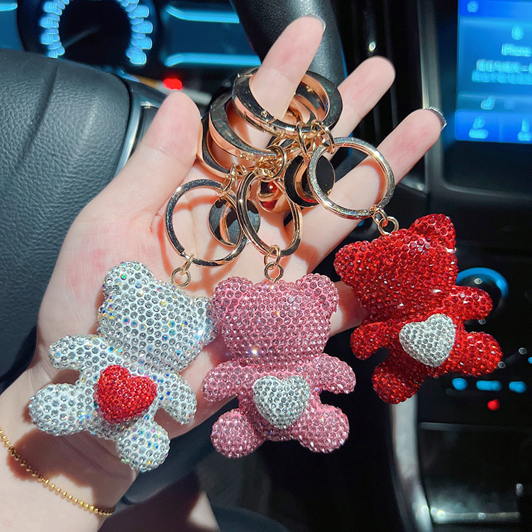 73g Weight Bag Pendant, Keychain Classification 1 Piece Quantity Daily Occasion Alloy, Plush Material Bear, Heart Shape Pattern Women's Gender Cute, Modern Style, Classic Style Style 1 Piece Cute Modern Style Classic Style Bear Heart Shape Alloy Plush Women's Bag Pendant Keychain 10