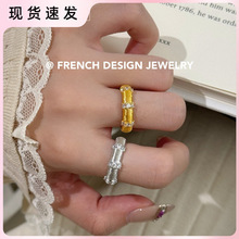 法式布契风手工拉丝指环 S925纯银 拉丝锆石戒指高级感小众设计款