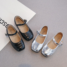 女童皮鞋2025春秋新款儿童鞋子银色小女孩公主软底玛丽珍宝宝单鞋