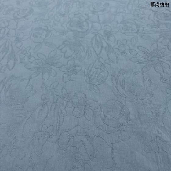 Ready Stock Gray Blue Dark Pattern Jacquard Fabric Cotton Random Pattern Spring and Summer Han Dynasty Fashion Cheongsam Shirt Fabric Wholesale
