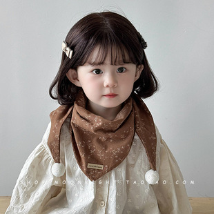 Small Floral Baby Scarf Children's Small Square Scarf Spring and Autumn Thin Windproof Boys' Scarf Girls' Baby Triangle Scarf