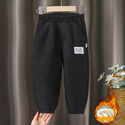 Children's and Teenagers' Thicker Warm Winter Linen Pants for Boys and Girls, New Arrival, with Added Warmth, Casual Outerwear Long Pants