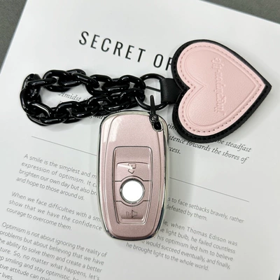 Car key bag, Great Wall Haval H6 Key Case - haval-b-model-quicksand-pink-black-chain-leather-pink-heart