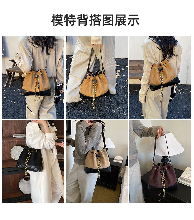 Túi xách tay nữ dáng xô cổ điển đeo vai đi làm dung tích lớn — màu cà phê, màu kaki, màu nâu, đen chi tiết 7