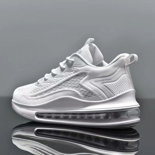 2024 Spring New Men's Shoes Flying Mesh Breathable Sports Shoes Casual Shoes Air Cushion Shock Absorbing Heightening Running Shoes