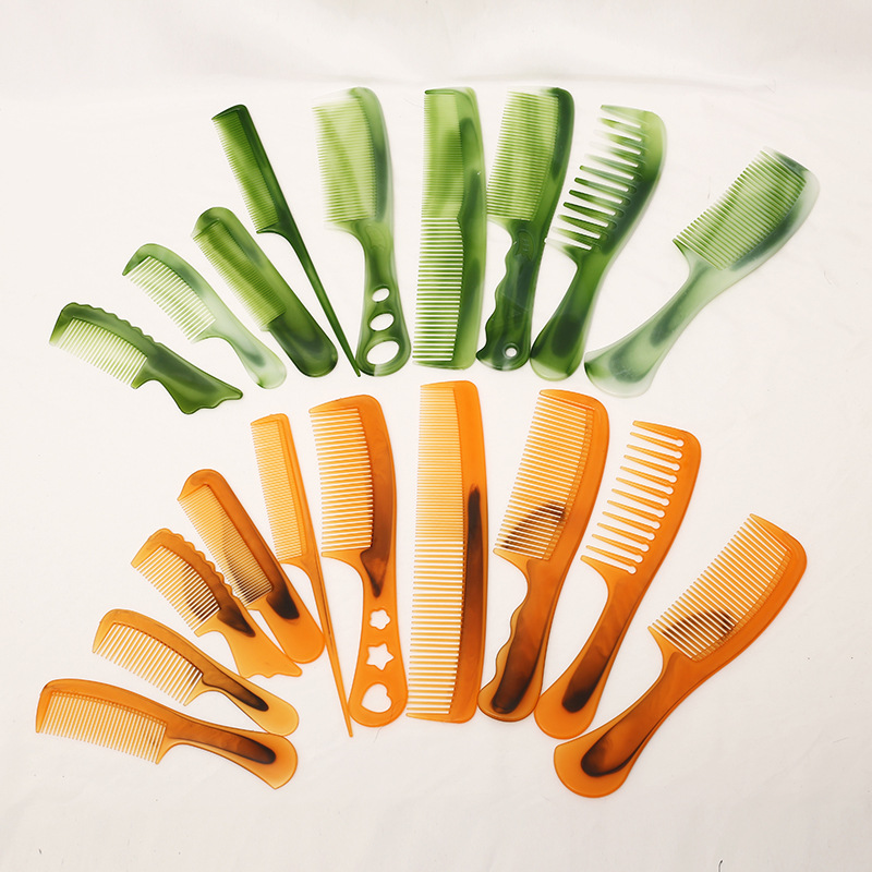 Juego de diez peines, peines multicolor para peluquería, juego de peines de goma irrompibles, venta al por mayor para proveedores de vendedores ambulantes.
