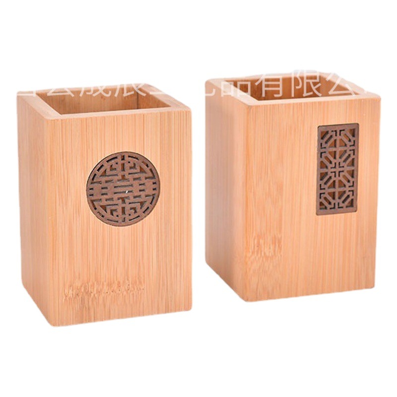 Portalápices de madera maciza de nogal, portalápices de escritorio para oficina, portalápices de madera maciza con almacenamiento hueco, simple.