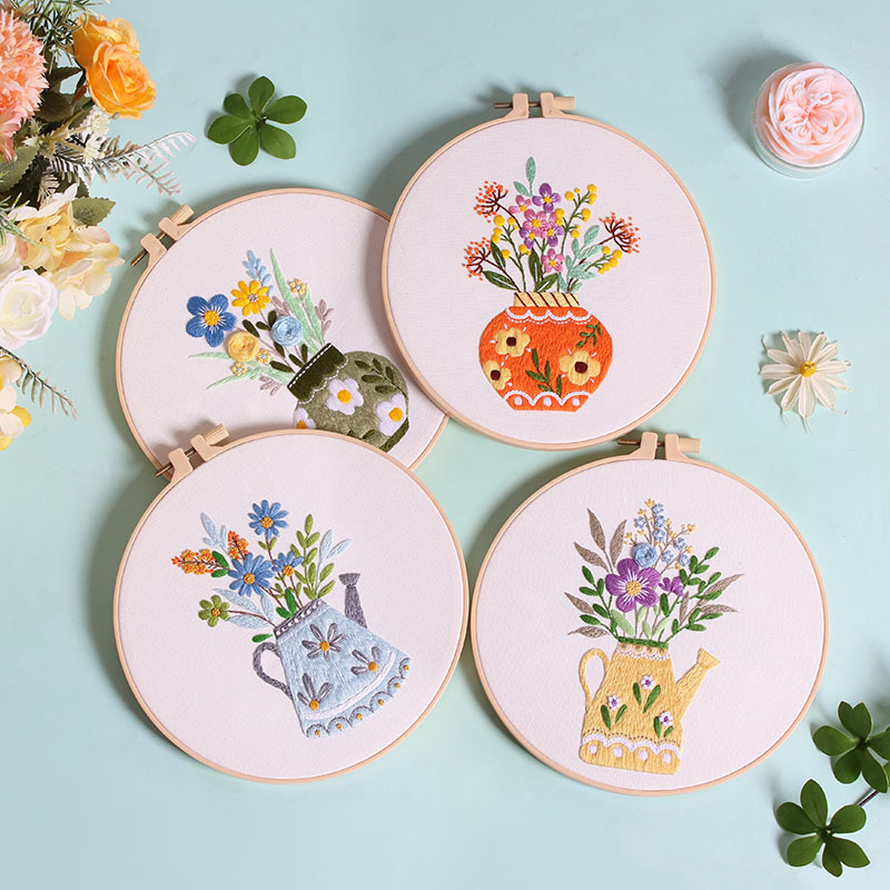 Nuevos productos originales DIY bordado a mano paquete de material floreciente flor fresca elegante Amazon venta caliente transfronteriza Inglés