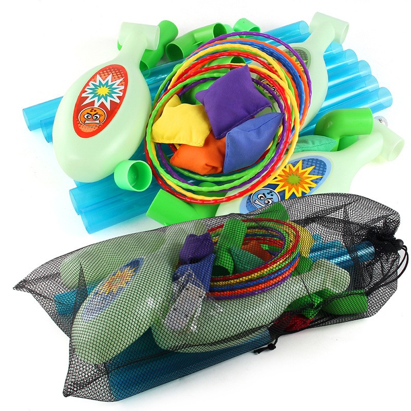 Juegos de lanzamiento de luces transfronterizas para niños 2 en 1 bolsa de arena lanza collar juguetes interactivos para padres e hijos en interiores y al aire libre