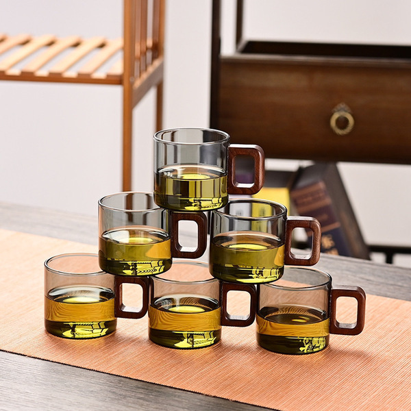 Glass transparent tea cup for home use
