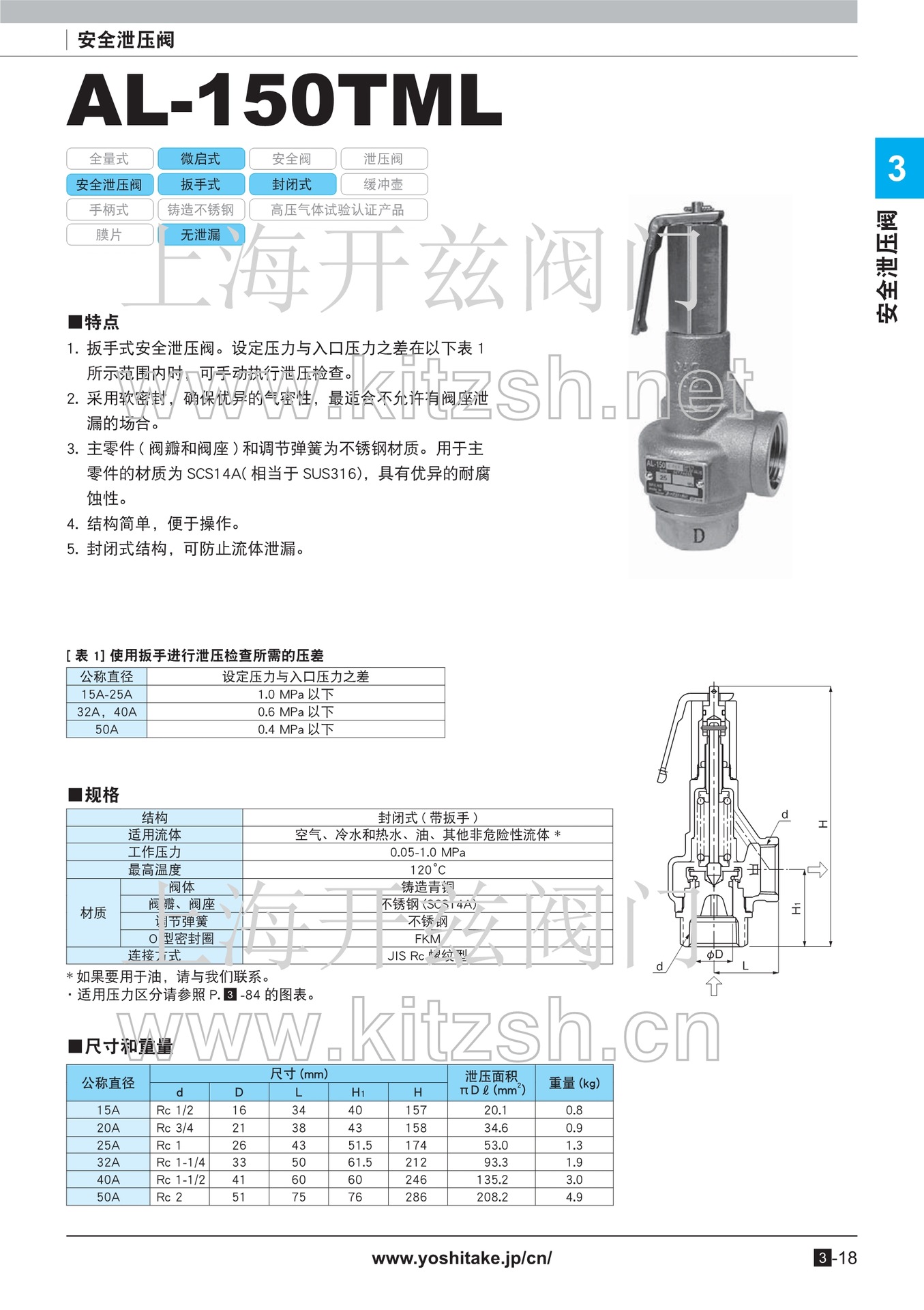 日本YOSHITAKE耀希达凯 阀 AL-150TML