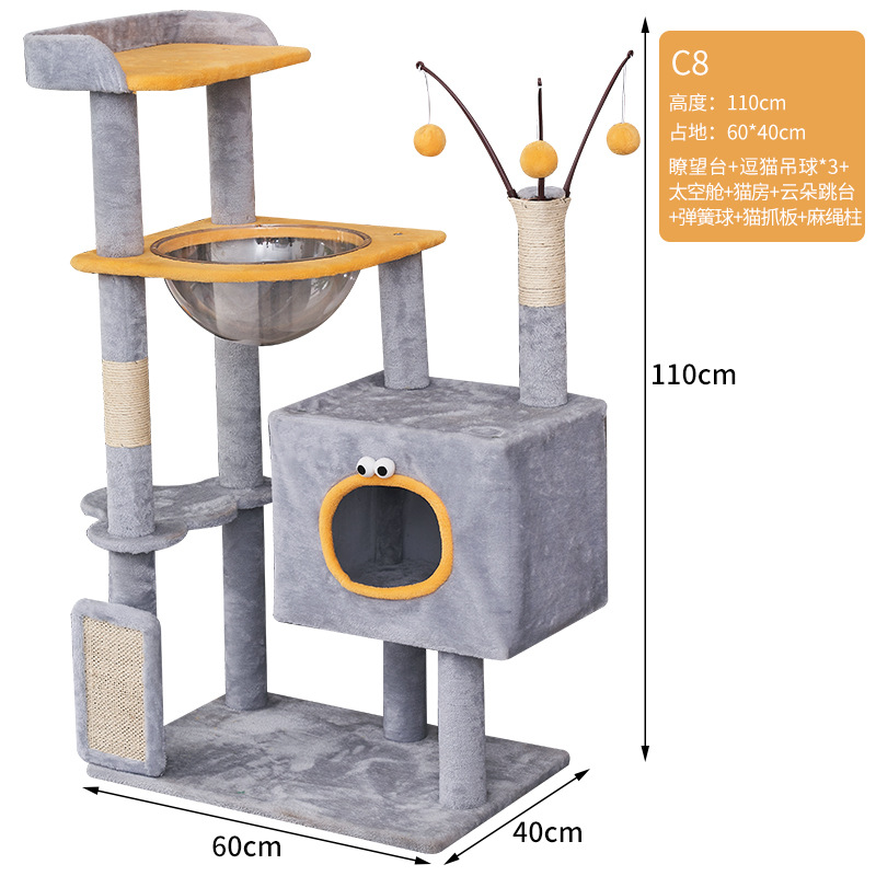 Estante de escalada para gatos de franela de dibujos animados personalizado al por mayor Apartamento para gatos Juguetes para gatos y columna de agarre de cuerda de sisal Estante de escalada para gatos Douyin de dibujos animados