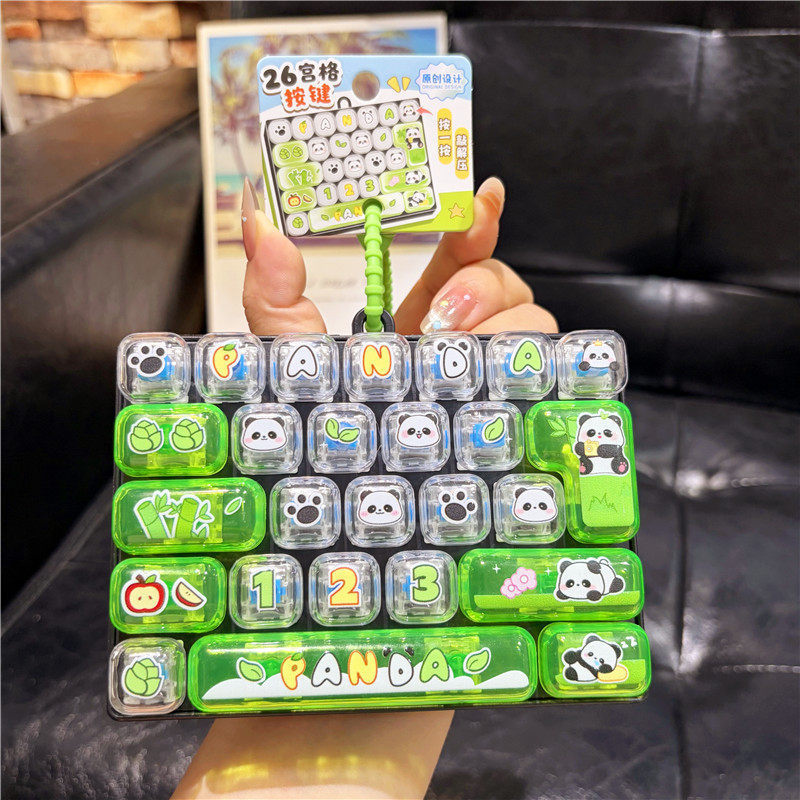 Trendy Panda Mini Stress-Relief Keyboard Keychain with Transparent Keycaps, Portable Press-To-Relieve Stress Toy Pendant Trendy Panda Mini Stress-Relief Keyboard Keychain with Transparent Keycaps, Portable Press-To-Relieve Stress Toy Pendant