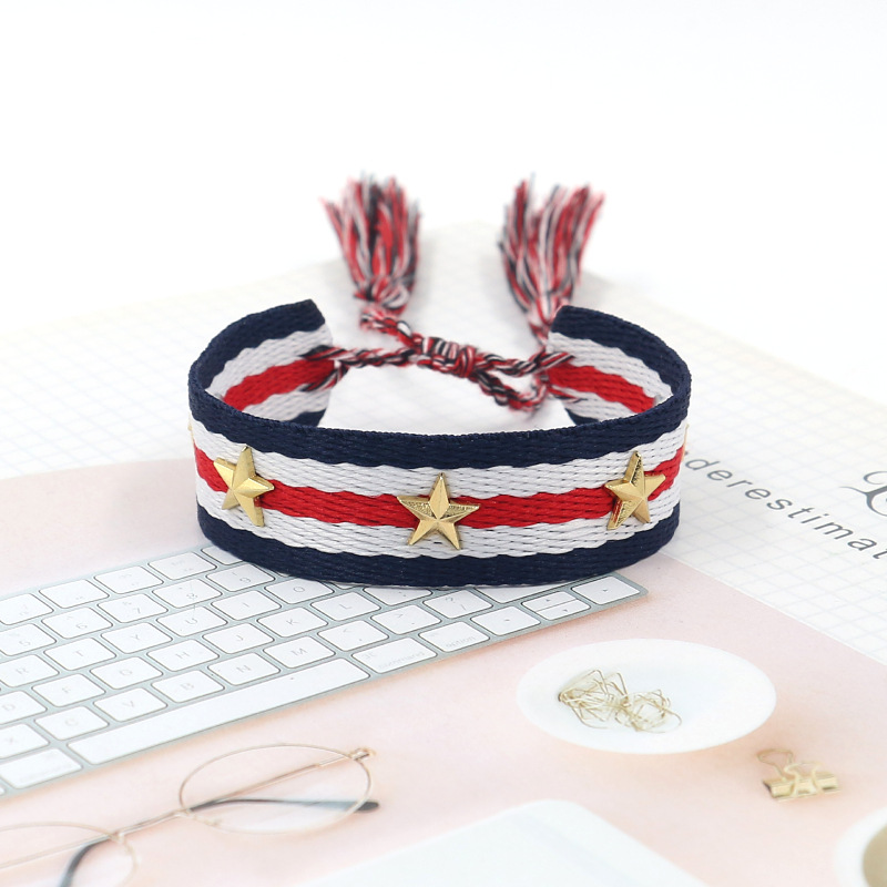 Star, Stripe Pattern 1 Piece Bohemian Star Stripe Polyester Unisex Bracelets