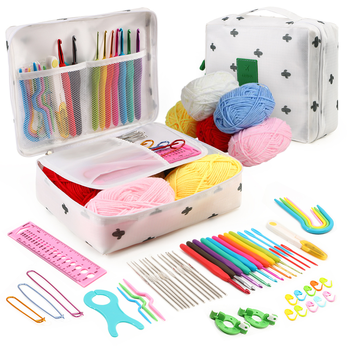 Transfronterizo nuevo principiante crochet traje multi-color bolsa de almacenamiento serie entrada ganchillo accesorios de lana al por mayor
