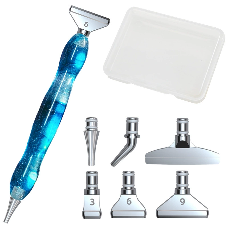Diamond Pen Tool Set, Multi-Color Handle, Metal Heads & Diamond Bits, Compact Case