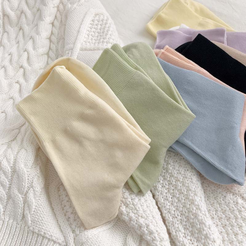 50g Weight Socks Classification Socks Lingerie Type Cotton Fabric Type A Pair Quantity Daily, Shopping Occasion Solid Color Pattern All Seasons Season Women's Gender Korean Style Style Women's Korean Style Solid Color Cotton Crew Socks A Pair 14