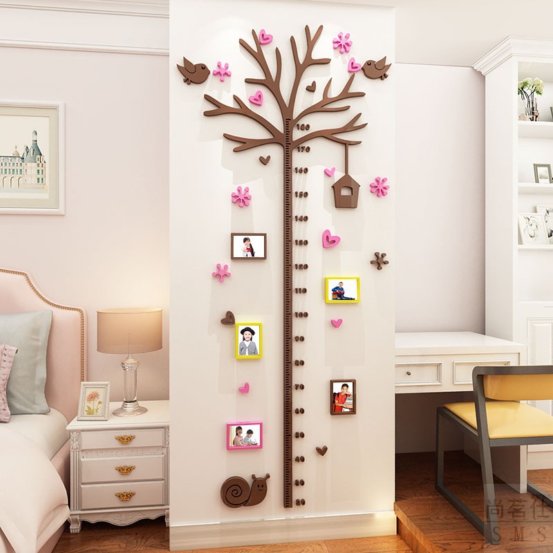 成长树身高贴亚克力3d立体可移除客厅家用儿童房间测量身高墙贴尺